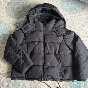 Women's Roxy Puffer Black Insulated Hooded Short Jacket Size XL